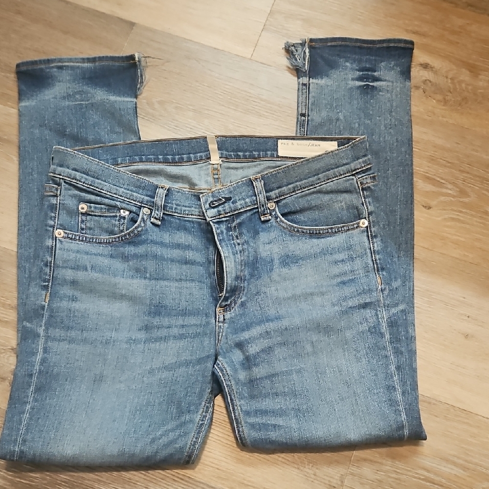rag & bone Distressed Blue Skinny Jeans